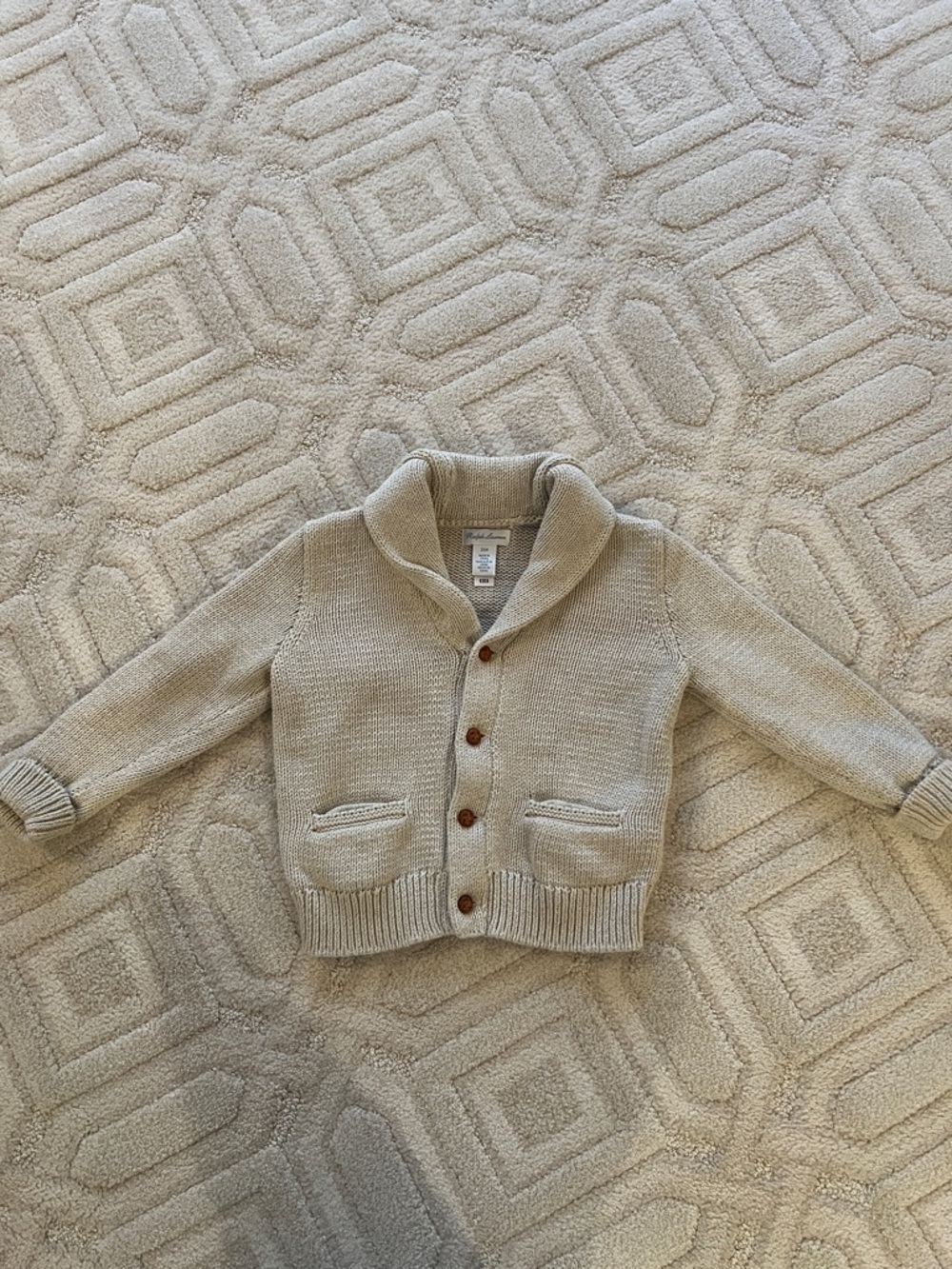 NWOT Ralph Lauren Neutral Shawl-Collar Knit Cardigan - Beige